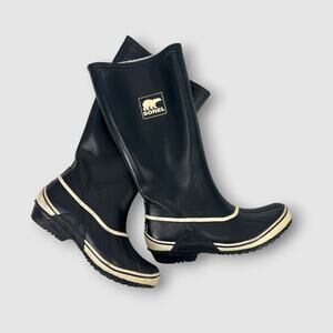 Sorel Sorellington Tall Slip On Rain Boots Women’s Size 7 Black Waterproof